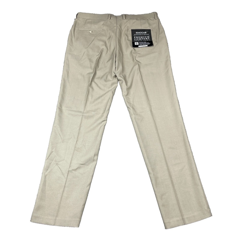 Haggar Men's Premium Comfort Classic Fit Dress Pants Khaki 38x32 Business NEW